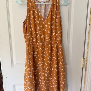 Floral Sleeveless Dress in Rust Orange